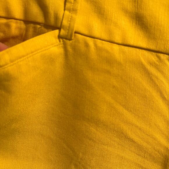 Ann Taylor Loft Size 10 Linen Blend Dressy Shorts Yellow Eyelet Summer Micro - Picture 4 of 10